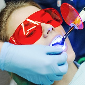 A woman receiving direct bonding in Mesquite, TX.