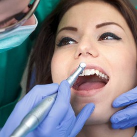 Woman at dental cleaning