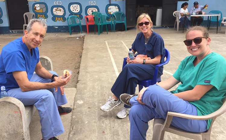 Team members taking a break outdoors