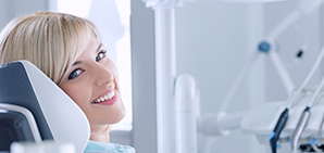 Smiling woman in dental chair