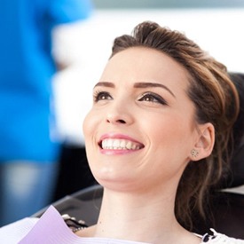 woman smiling in dental chair